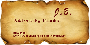 Jablonszky Bianka névjegykártya